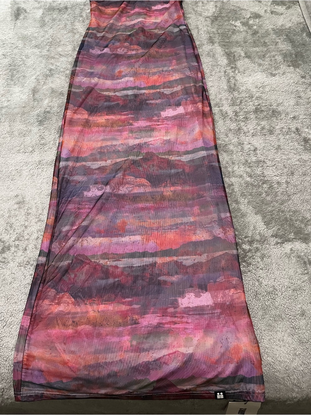 SHEIN AiiRz Pink and Purple Watercolor Mock Neck Maxi Dress - Picture 5 of 6
